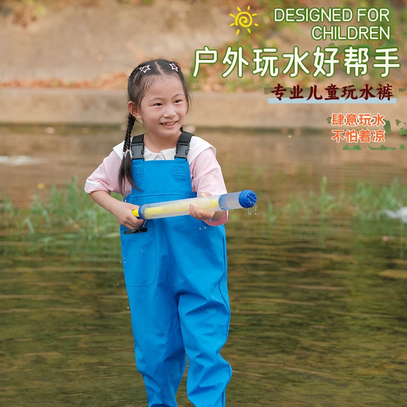 Children'S One-Piece Waterproof Suit, Wading And Sea Equipment, Beach Fishing And Water Play, Kindergarten Cartoon Suspenders Beach Pants - Image 4